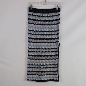 Milly Blue Black Shimmer Knit Pencil Skirt.